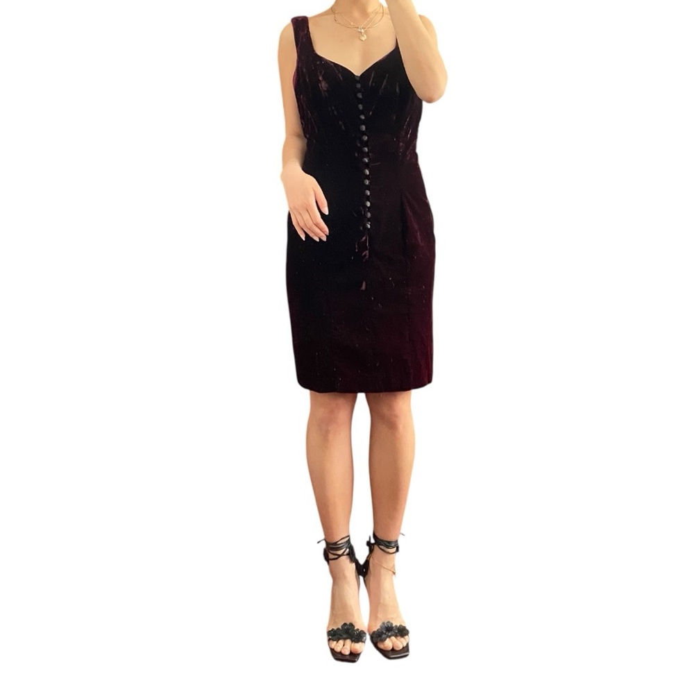 Frederick’s of Hollywood Vintage 90s Button Velvet Mini Dress Size US 7/8